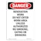 Signmission OSHA Danger Sign, 5" Height, Portrait Renovation Work Do Not Enter Work Area, Portrait OS-DS-D-35-V-1751 - alternate 1